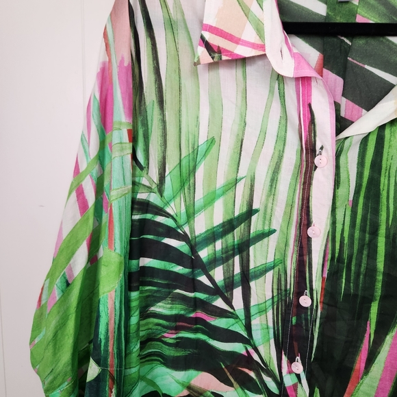 Selection Ulla Popken Tropical Button Down Tunic Blouse Flowy Plus Size 28 30 - Picture 7 of 12